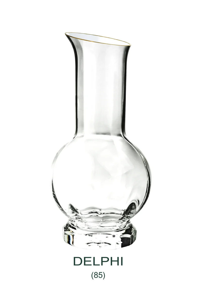 DELPHI Dekanter 256 mm - klares Glas, Flächenschliff, Eckenschliff, Goldrand