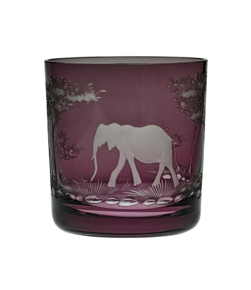 KILIMANDSCHARO amethyst, Gravur 'Elefant' - Whiskybecher 99 mm