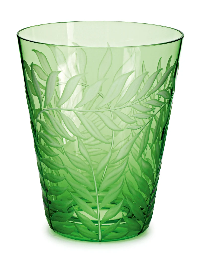 FEUILLES smaragd, Gravur 'Feuilles' - Becher 107 mm