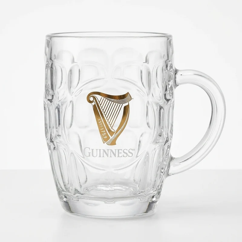Guinness Gold Harp Dimple Tankard – 20 oz Glass Mug