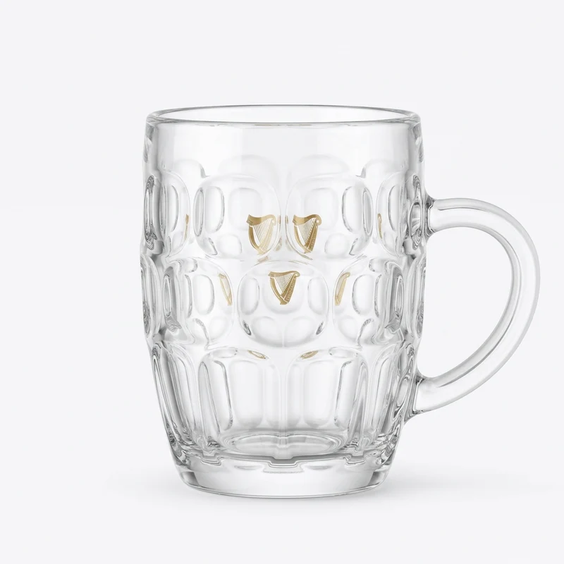 Guinness Gold Harp Dimple Tankard – 20 oz Glass Mug
