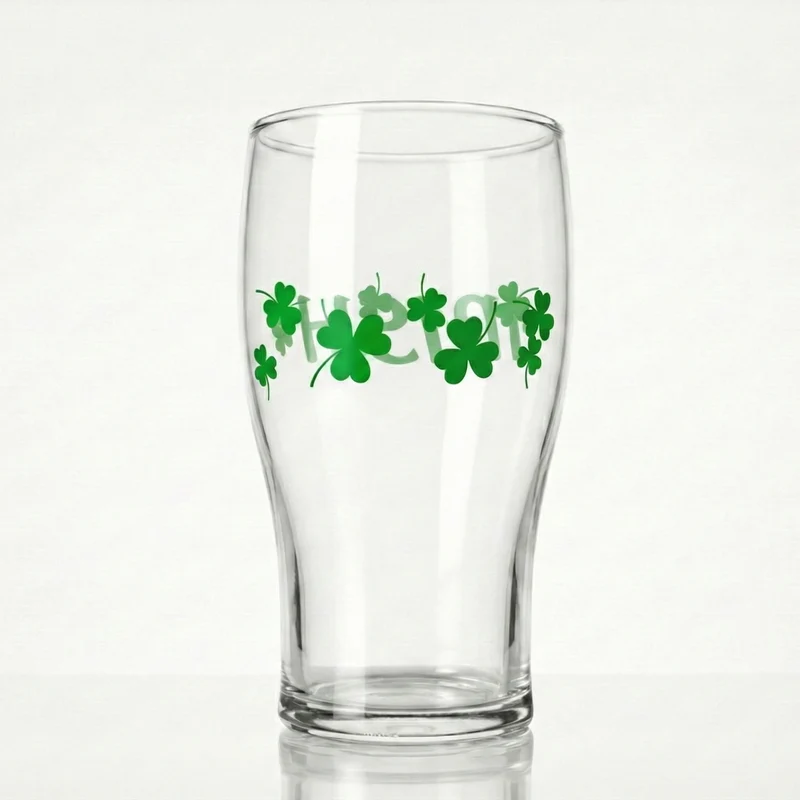 Irish Shamrock Tulip Shaped Glass