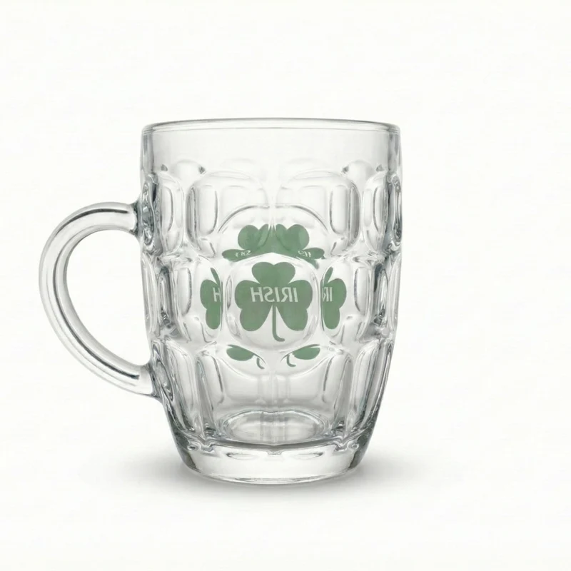 Irish Style Shamrock Glass Tankard
