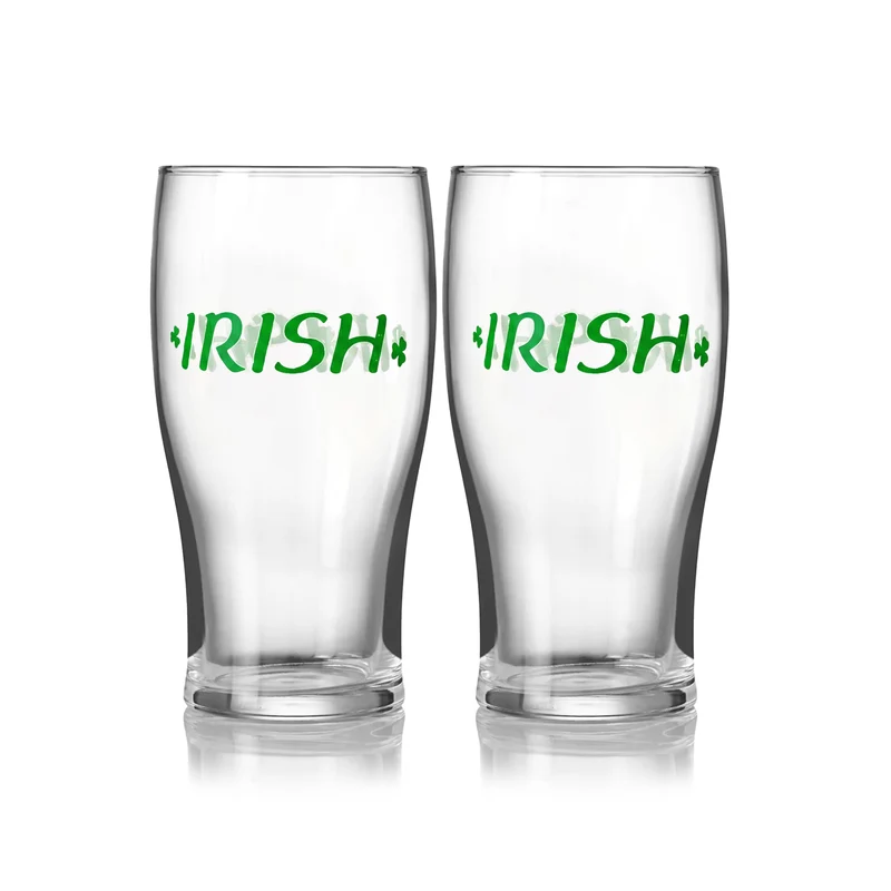Irish Shamrock Tulip Shaped Glass Twin Pack
