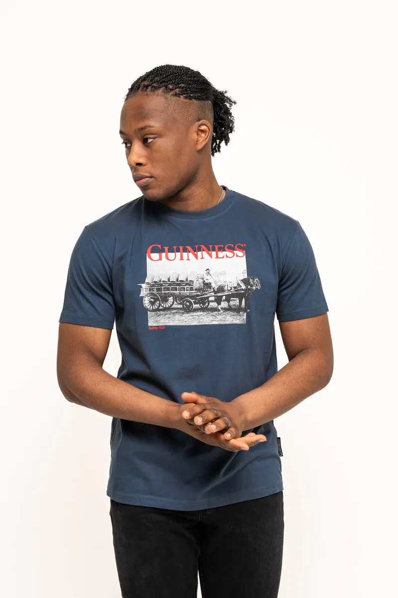 Guinness Transport Navy Blue Carriage Chest Print Tee