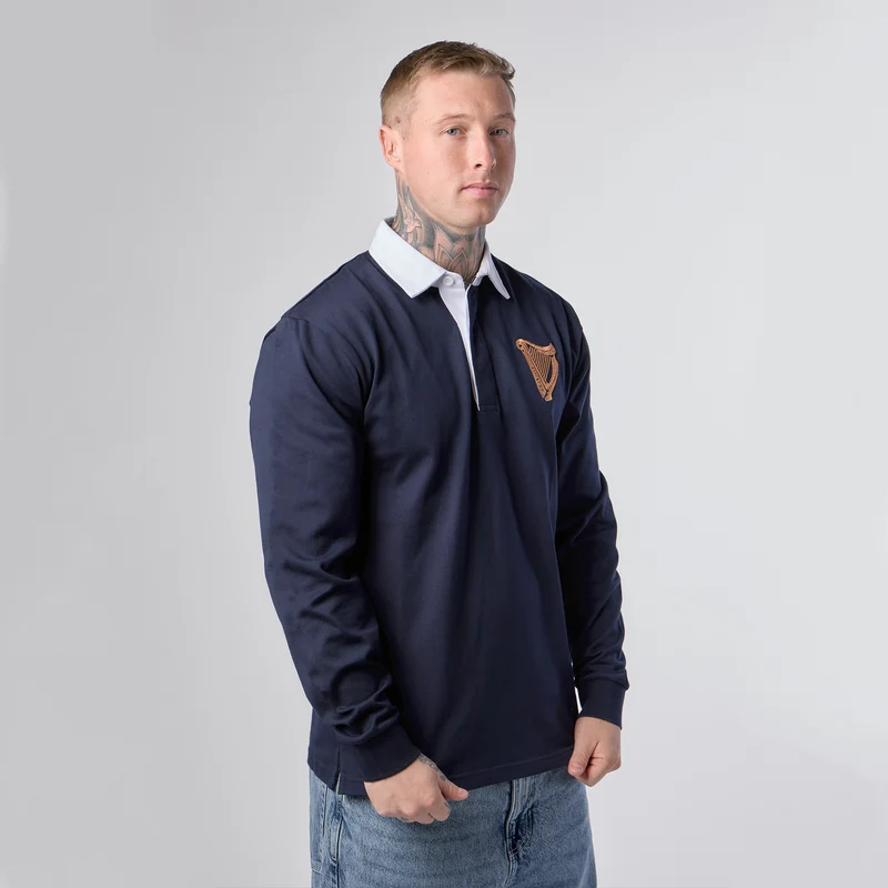 Guinness Navy Long Sleeve Rugby Shirt