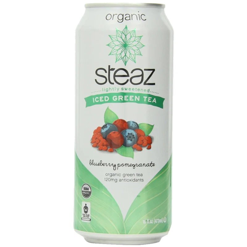 Craft Steaz Iced Tea Can Green Blueberry Pomegranate Gluten Free 16-Ounces