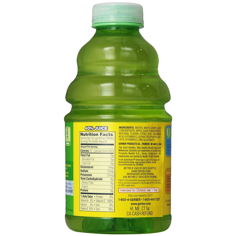 Craft Gerber Graduates Fruit Splashers Juice Strawberry Kiwi 32-Ounce Bottles
