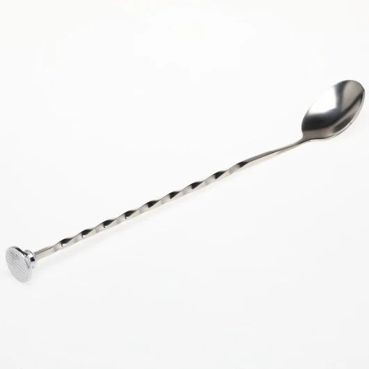 Barlöffel mit Stößel 28cm | Edelstahl gedrehter Stiel
