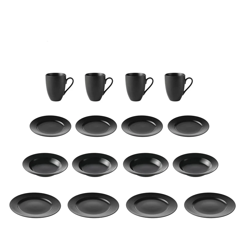 Groovy Geschirr 16-teilig Schwarz