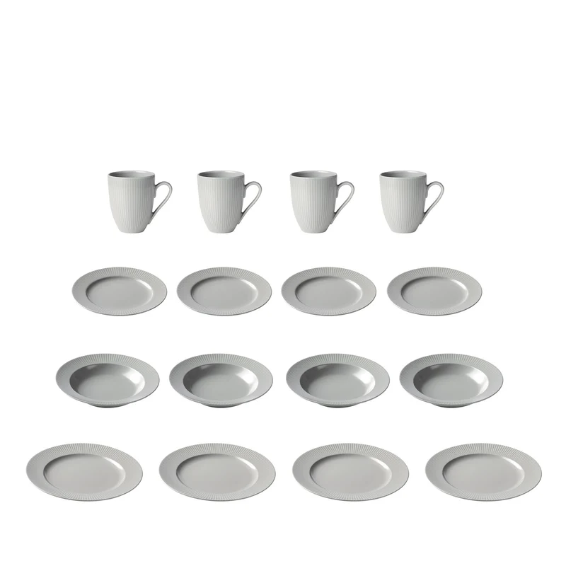Groovy Geschirrset 16-teilig grau