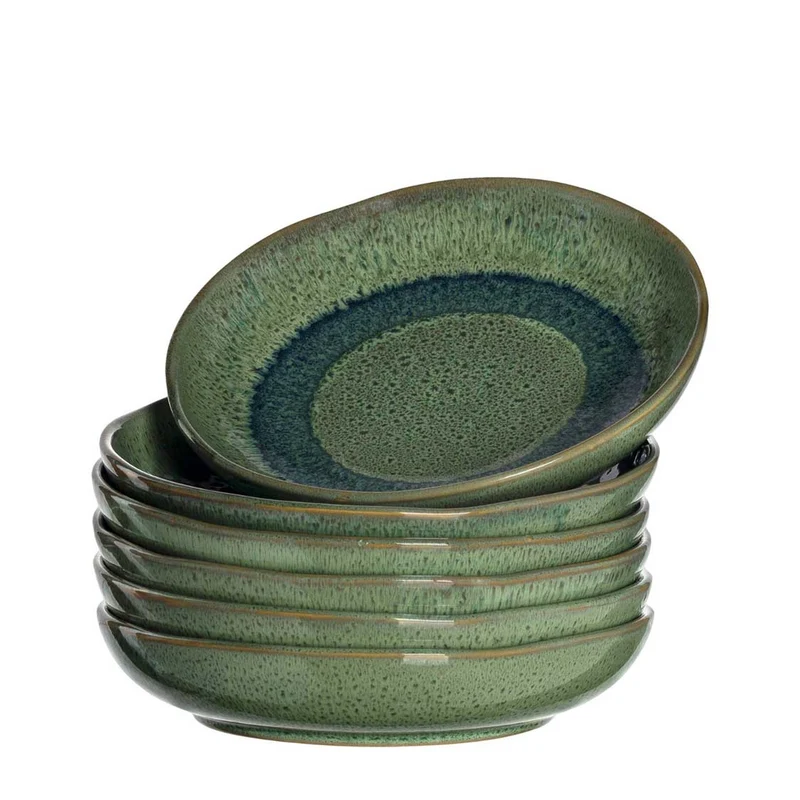 Keramikteller MATERA 21 cm grün tief 6er-Set