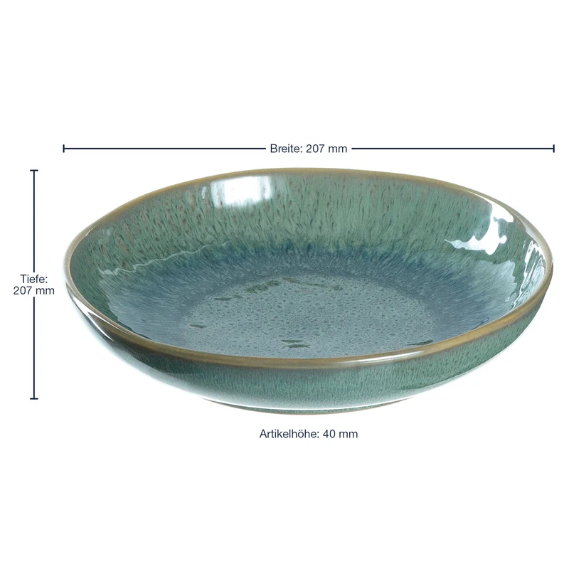 Keramikteller MATERA 21 cm grün tief 6er-Set