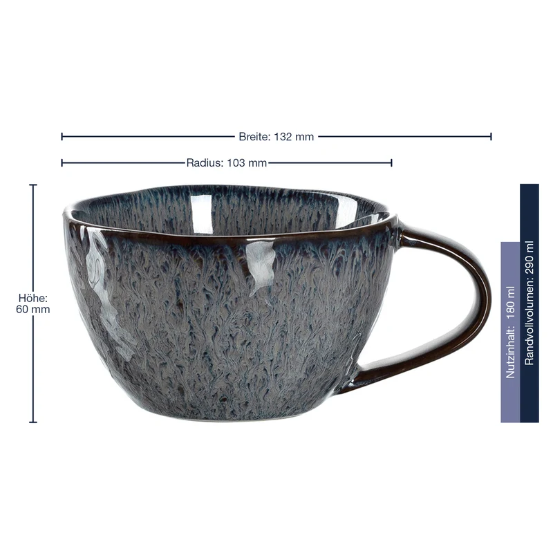 Keramiktasse MATERA 290 ml anthrazit 4er-Set