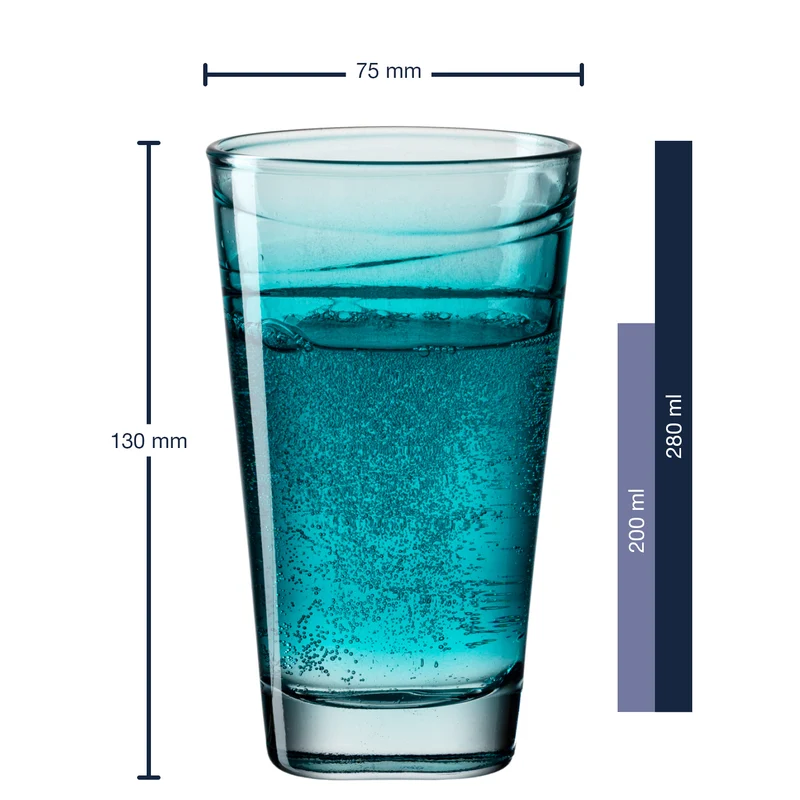 Trinkglas VARIO STRUTTURA 280 ml türkis 6er-Set