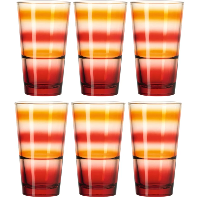 Trinkglas EVENT 330 ml rot gestreift 6er-Set