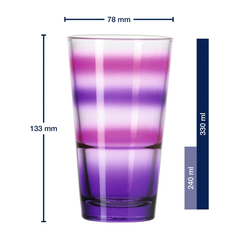 Trinkglas EVENT 330 ml lila gestreift 6er-Set