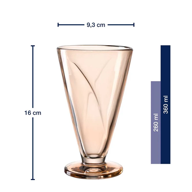 Eisbecher CONO 360 ml apricot / blau 4er-Set