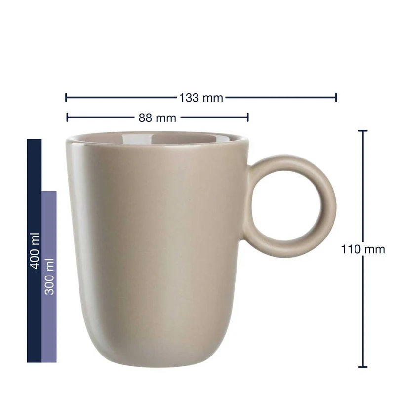 Keramiktasse ROMA 400 ml beige 6er-Set