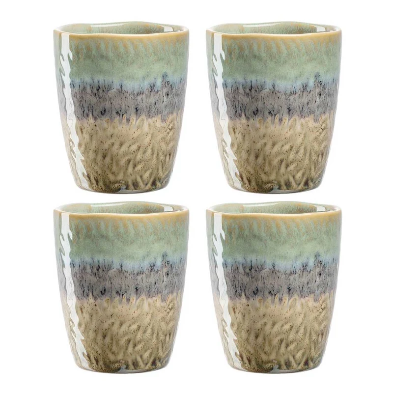 Keramikbecher MATERA 300 ml grün/anthrazit/beige 4er-Set