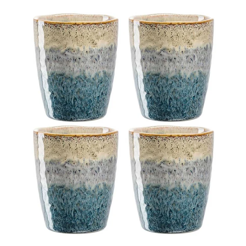 Keramikbecher MATERA 300ml beige/anthrazit/blau 4er-Set