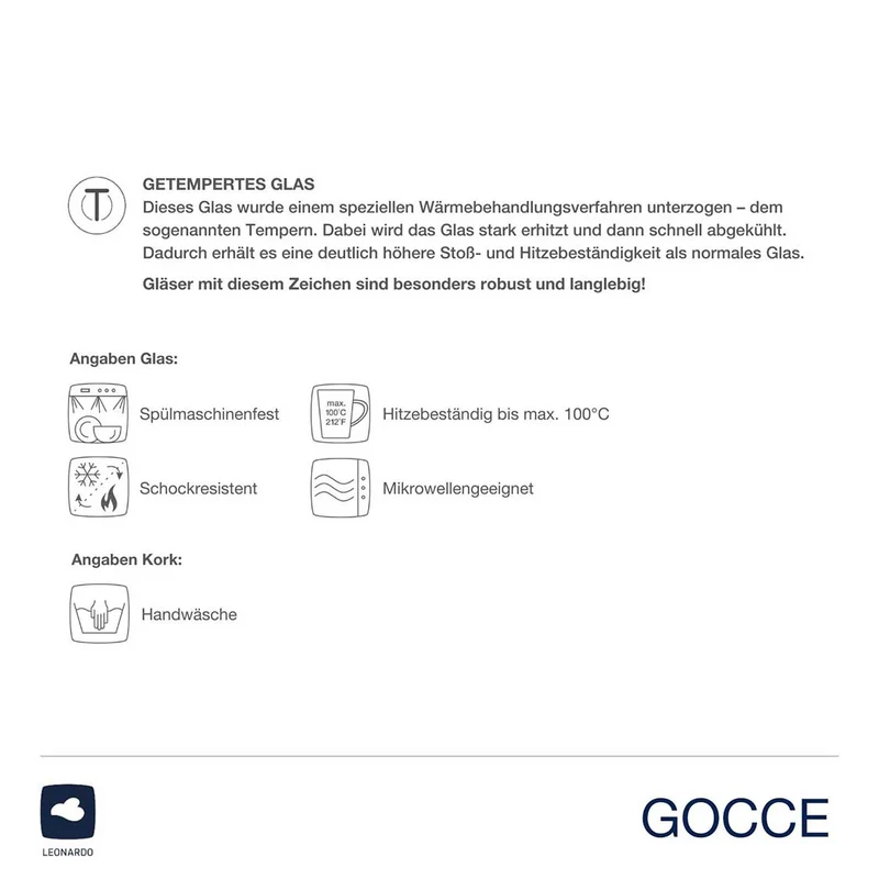 Kaffeeglas GOCCE 220ml 1. Variante 2er-Set