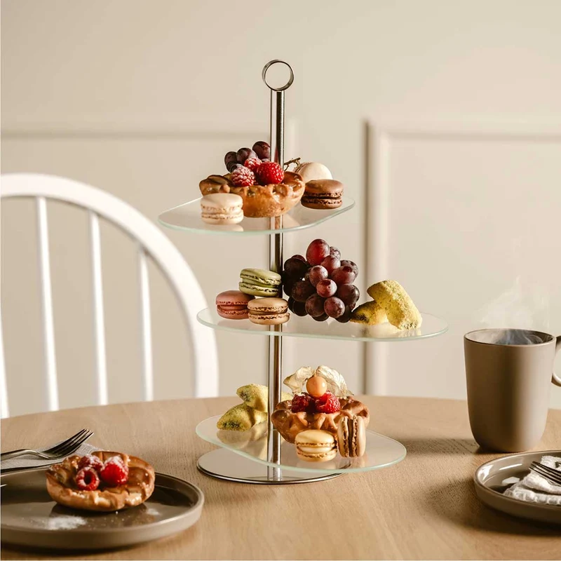 Etagere CENA silber asymetrisch 3-teilig