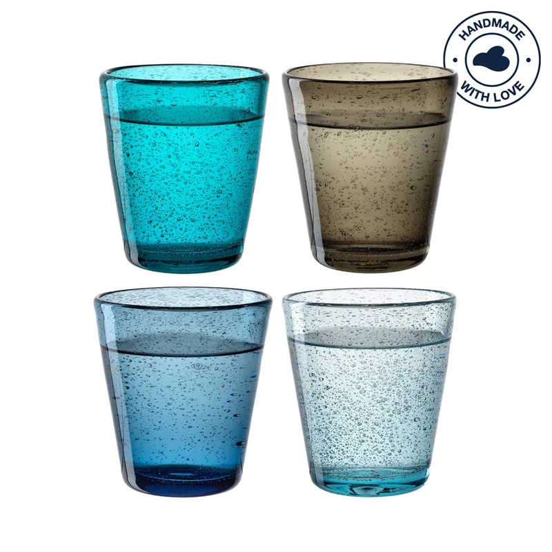 Trinkglas BURANO 330 ml kalte Farben 4er-Set