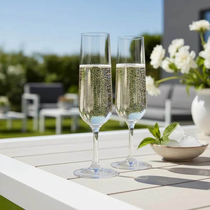Kunststoffglas Champagner- Sektglas Gotas | mit CL Eichung auf 0,1L | 2-er Set