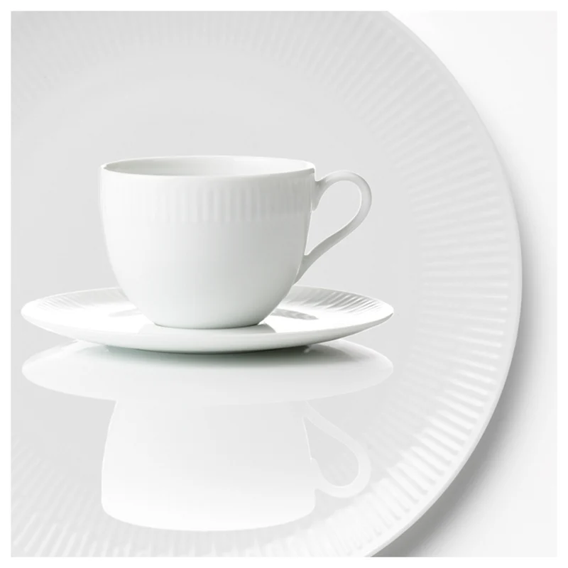Relief Kaffeetasse mit Untertasse 4er Set weiß