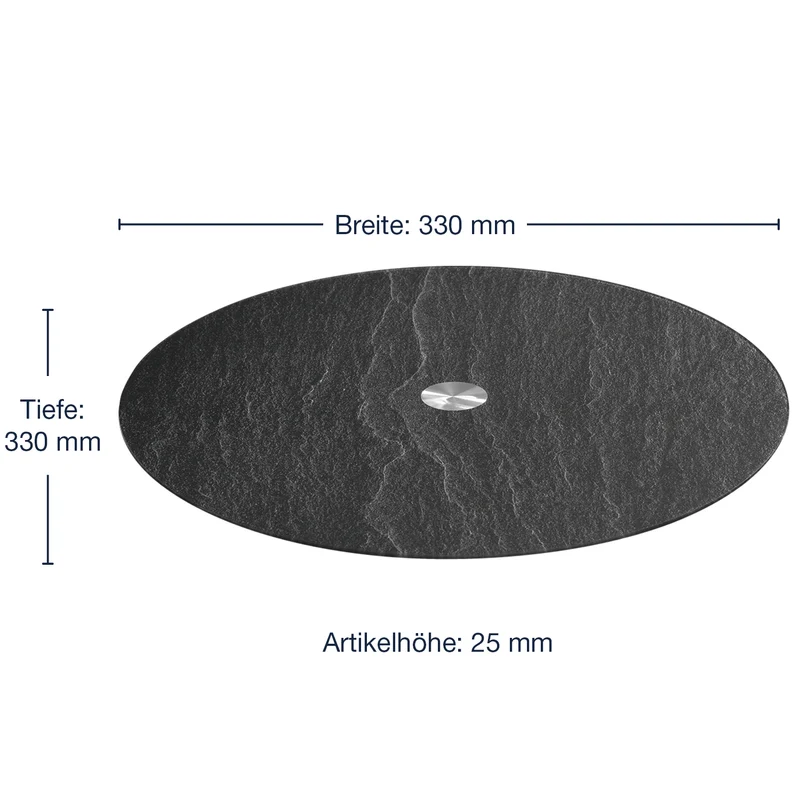 Platte TURN 33 cm schwarz Schieferoptic