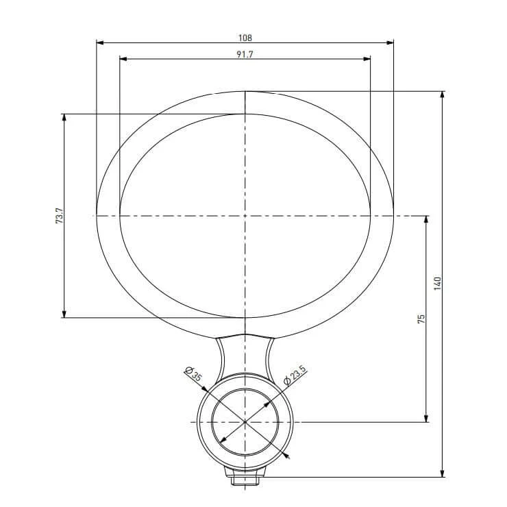 Medaillon Schanksäule horizontal, Chrom