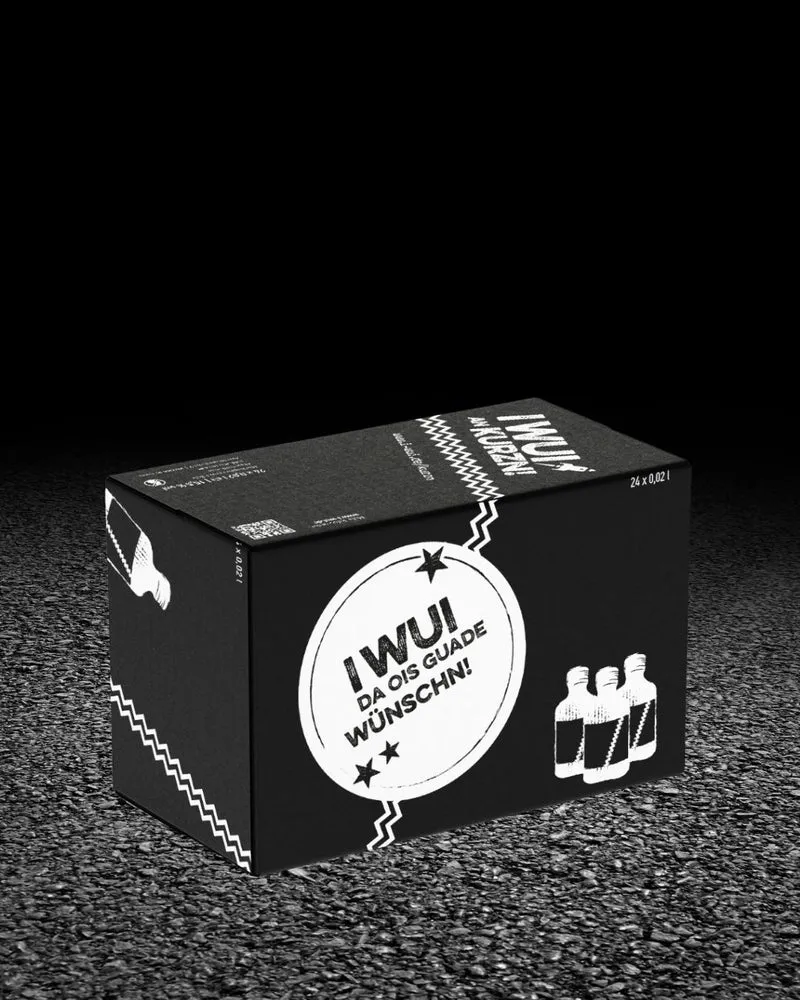 I WUI AN KURZN – Bayerischer Haskap-Likör Partyshot | 24 x 0,02 ml | Geschenkbox I DA OIS GUADE WÜNSCHEN