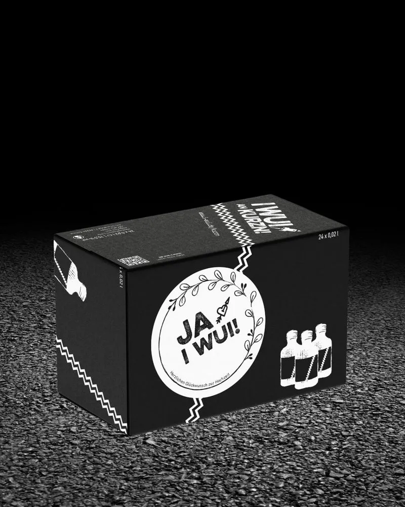 I WUI AN KURZN – Bayerischer Haskap-Likör Partyshot | 24 x 0,02 ml | Hochzeit | Gastgeschenk | Hochzeitsgeschenk | Jungesellenabschied | JGA