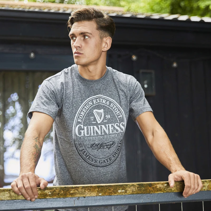 Guinness Stamp Round Neck Grey T-Shirt