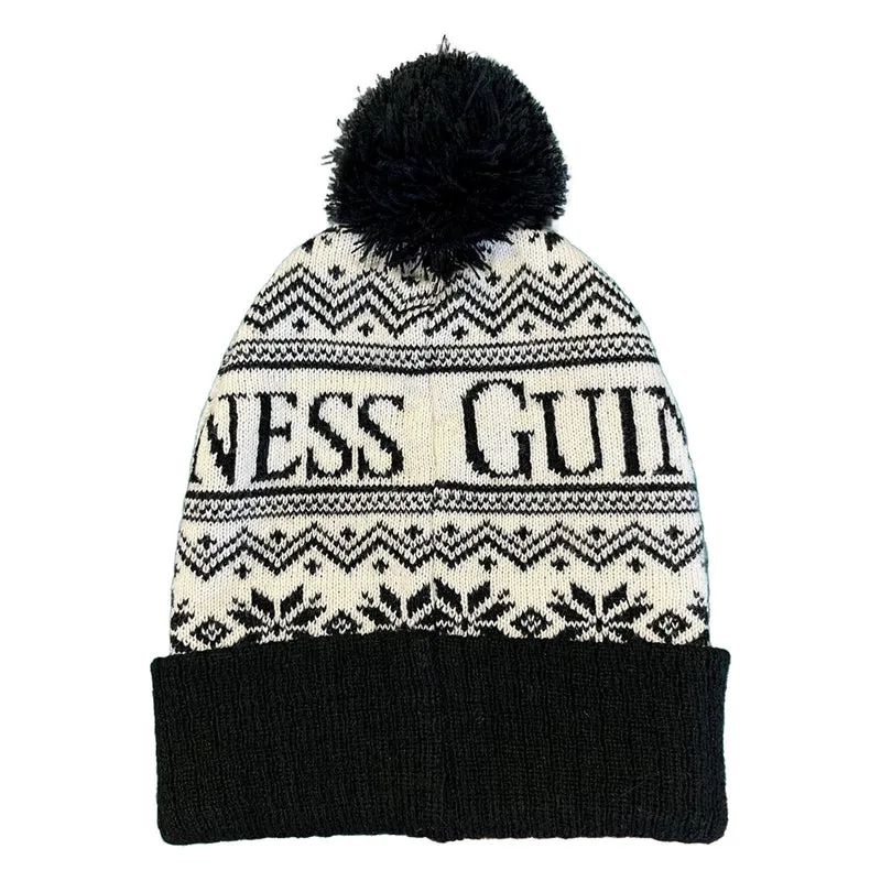 Guinness Fair Isle Pom Pom Beanie – Black & Cream