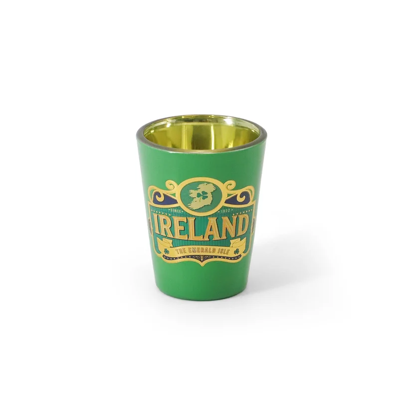 VINTAGE IRELAND MAP TEAL SHOT GLASS