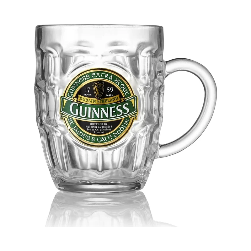 Guinness Dimple Glass Tankard – Official Guinness Extra Stout Beer Mug