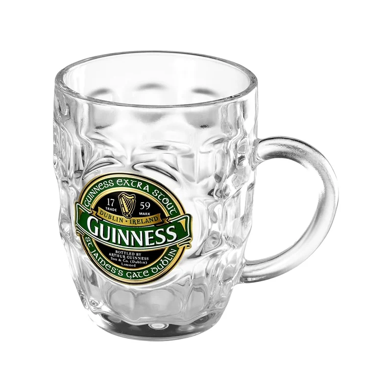 Guinness Dimple Glass Tankard – Official Guinness Extra Stout Beer Mug