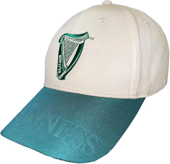 Guinness Baseball Cap – White & Teal Ireland Harp Adjustable Hat