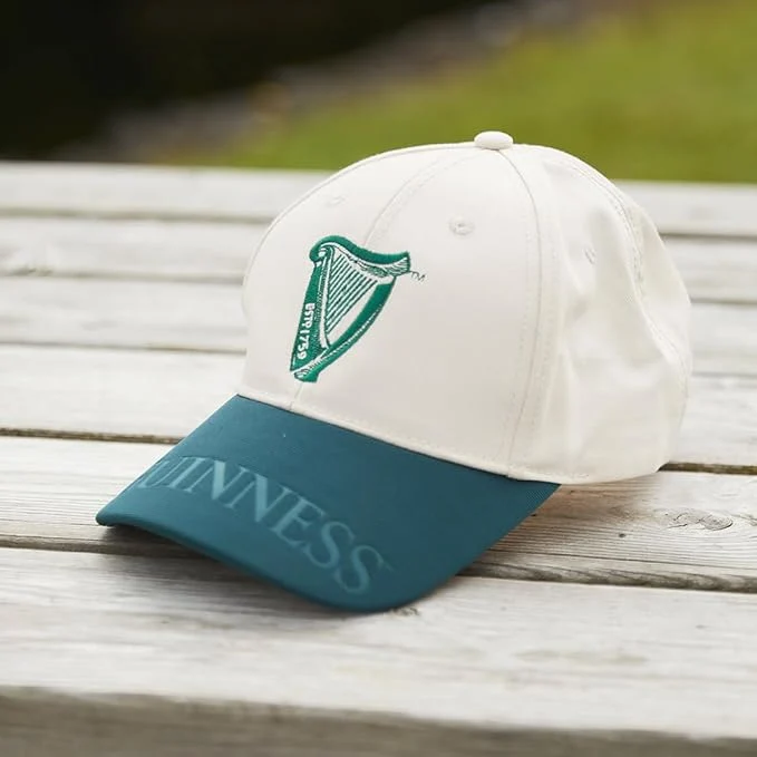 Guinness Baseball Cap – White & Teal Ireland Harp Adjustable Hat