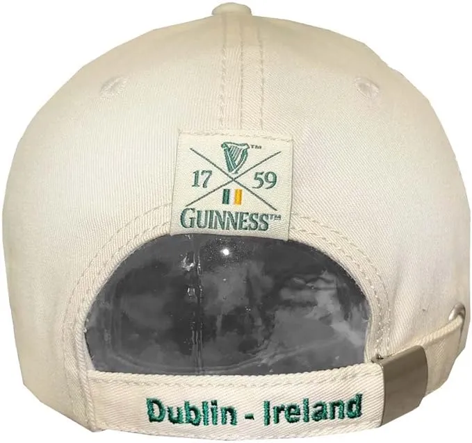 Guinness Baseball Cap – White & Teal Ireland Harp Adjustable Hat