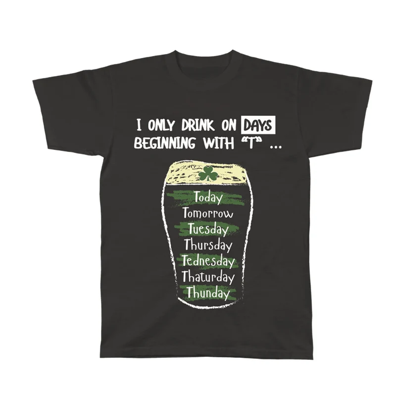 Funny Irish Drinking T-Shirt – Days Ending in Y Tee, Irish Beer Humor Shirt, Pub Gift