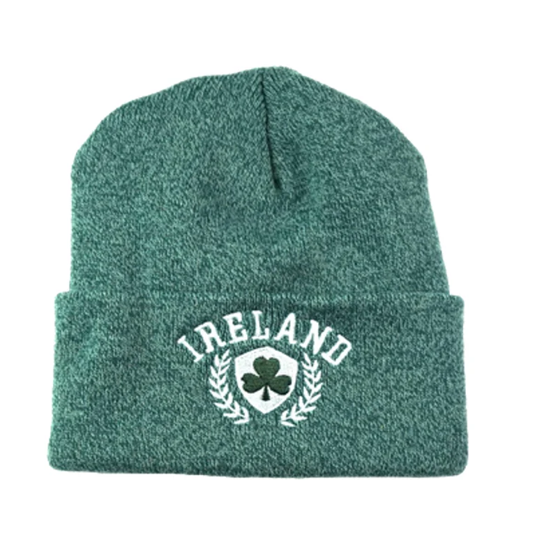 Ireland Crest Beanie – Embroidered Shamrock Knit Hat (Unisex)