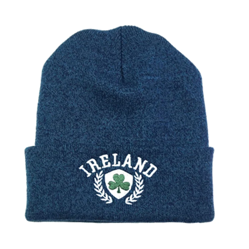 Ireland Crest Beanie – Embroidered Shamrock Knit Hat (Unisex)
