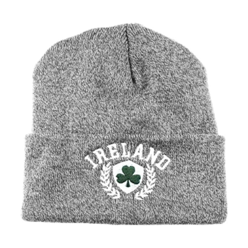 Ireland Crest Beanie – Embroidered Shamrock Knit Hat (Unisex)