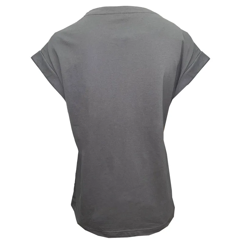 GUINNESS FOIL HARP ROLLED SLEEVE LADIES T-SHIRT (PEWTER)