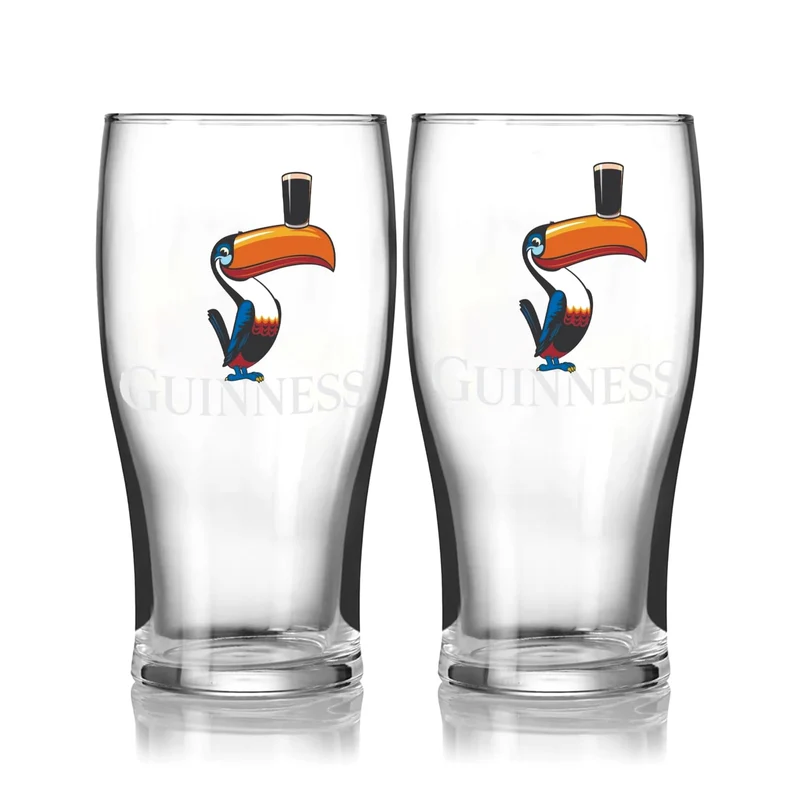 Guinness Toucan Pint Glass Set – Pack of 2 Official Guinness Pint Glasses