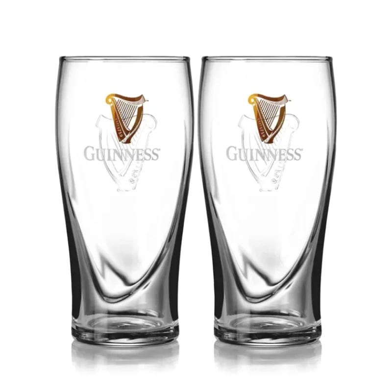 Guinness Pint Glasses 2 Pack – Official Harp Logo Beer Glass Set (20oz / 568ml)