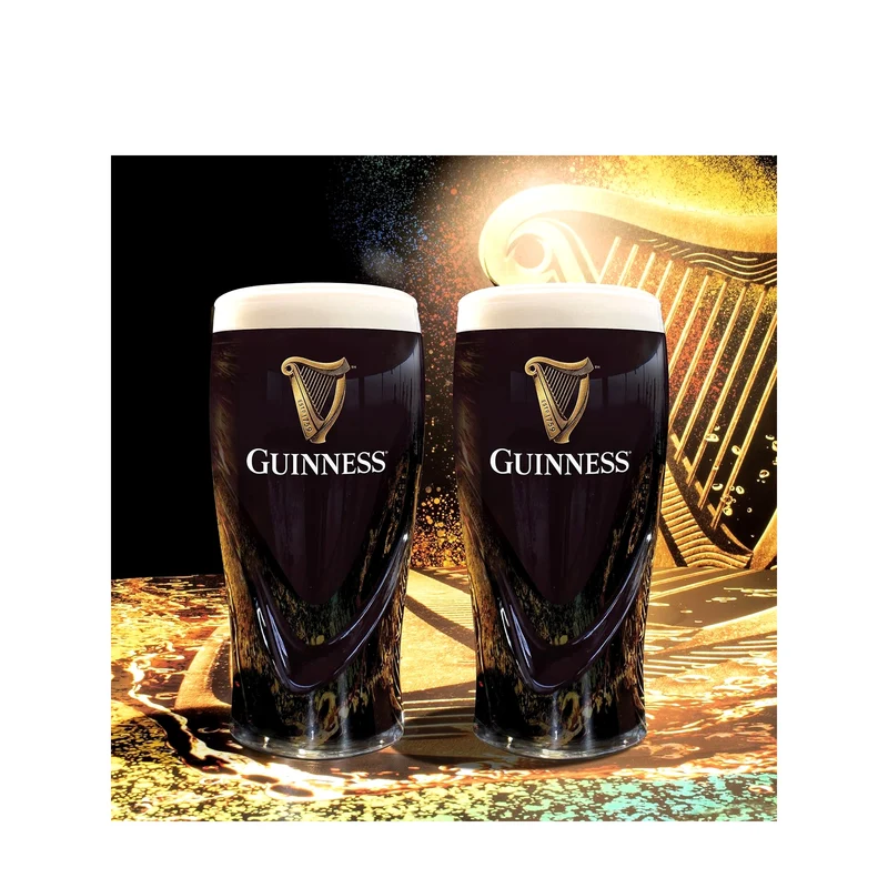 Guinness Pint Glasses 2 Pack – Official Harp Logo Beer Glass Set (20oz / 568ml)